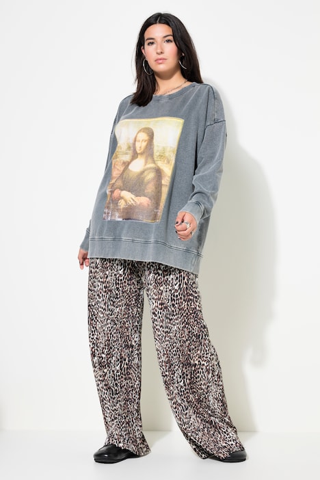 Hose, Wide Legs, High Waist, Plissee, Leo