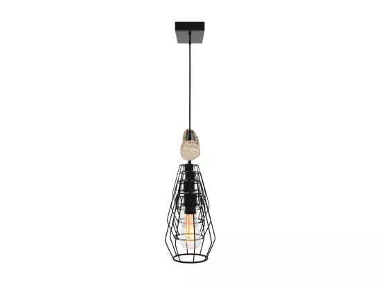 Suspension en bois et métal 4 lampes - Clotilde