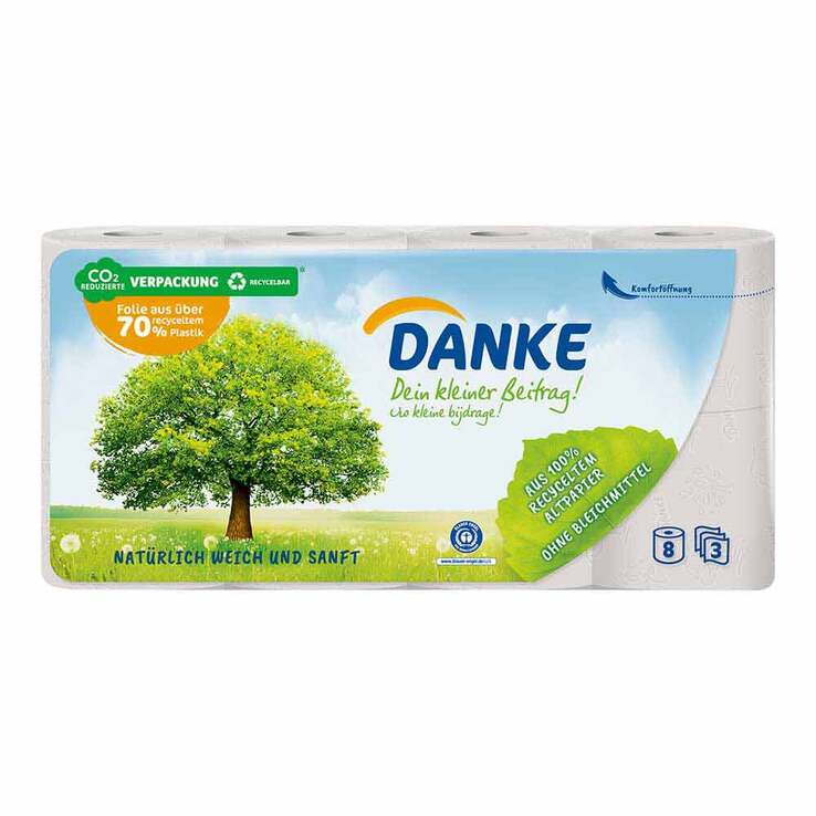 Danke Toilettenpapier 3lagig, 8X150 St