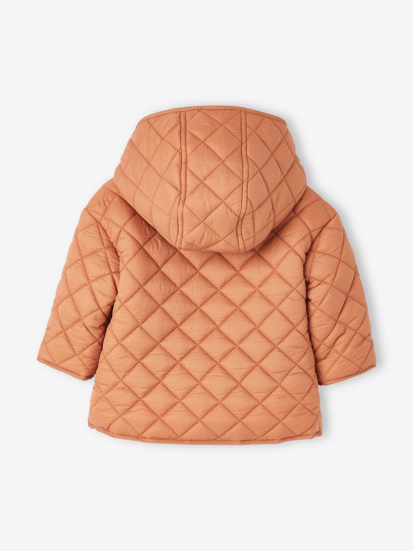 Jaqueta acolchoada com capuz para bebê, rosa claro liso