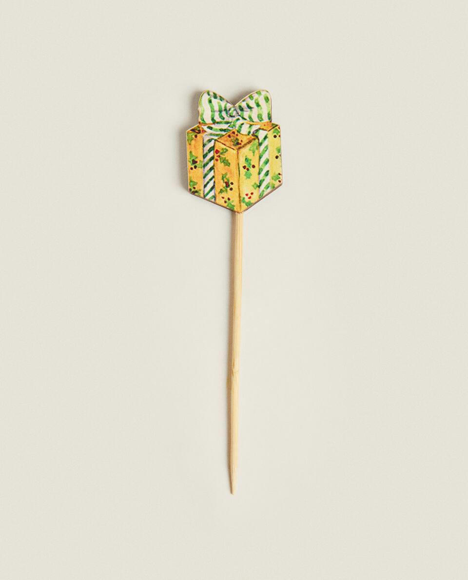 PACOTE DE PALITOS DE COQUETEL EM FORMATO DE FIGURAS NATALINAS (PACOTE COM 24)