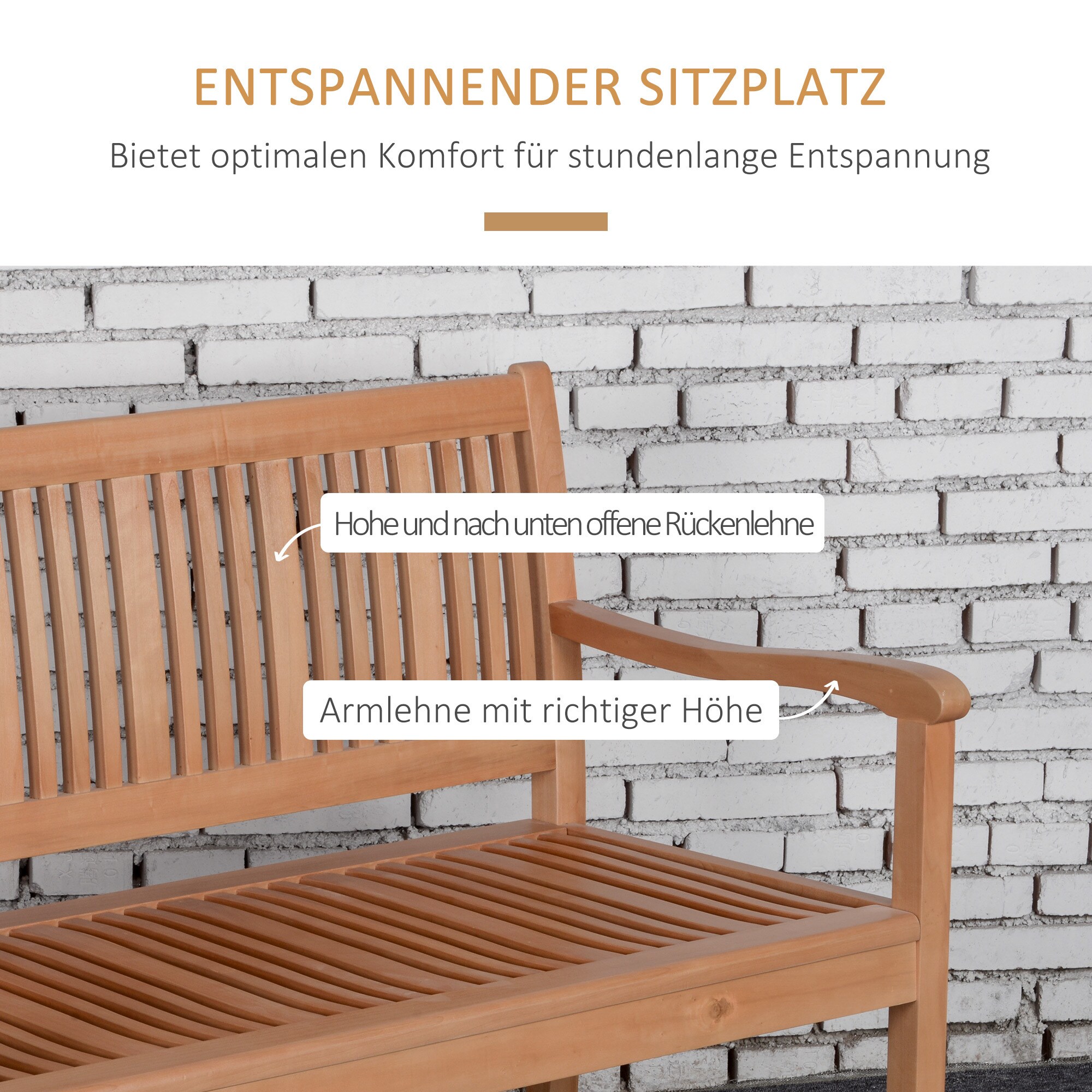 Outsunny Gartenbank mit 2-Sitzer gelb 126,8B x 62T x 91,3H cm
