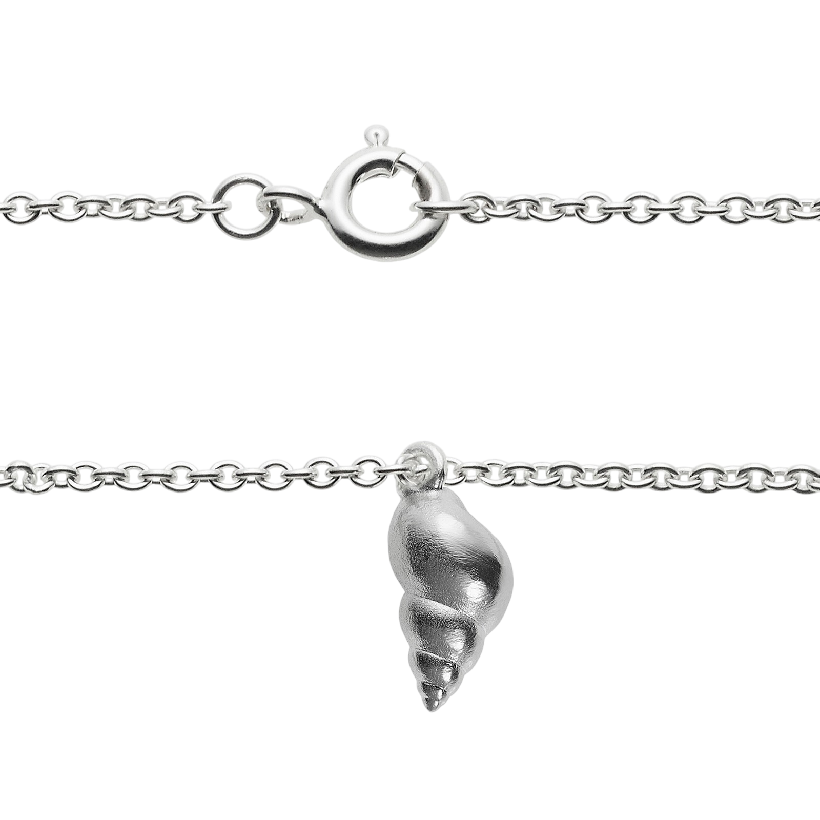 Collier mit 8 Amazonith Steinen und Schnecken Anhänger, silber
