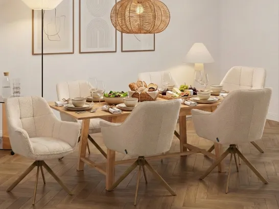 Eetkamerstoel draaibaar HAYDEN Bouclé Lichtbeige