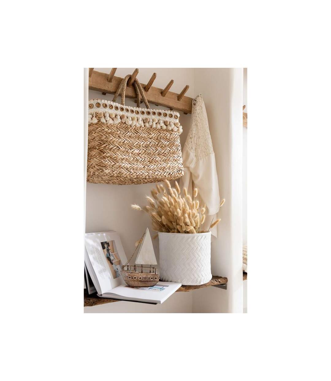 Paris Prix - Cache Pot En Ciment tissage 25cm Blanc