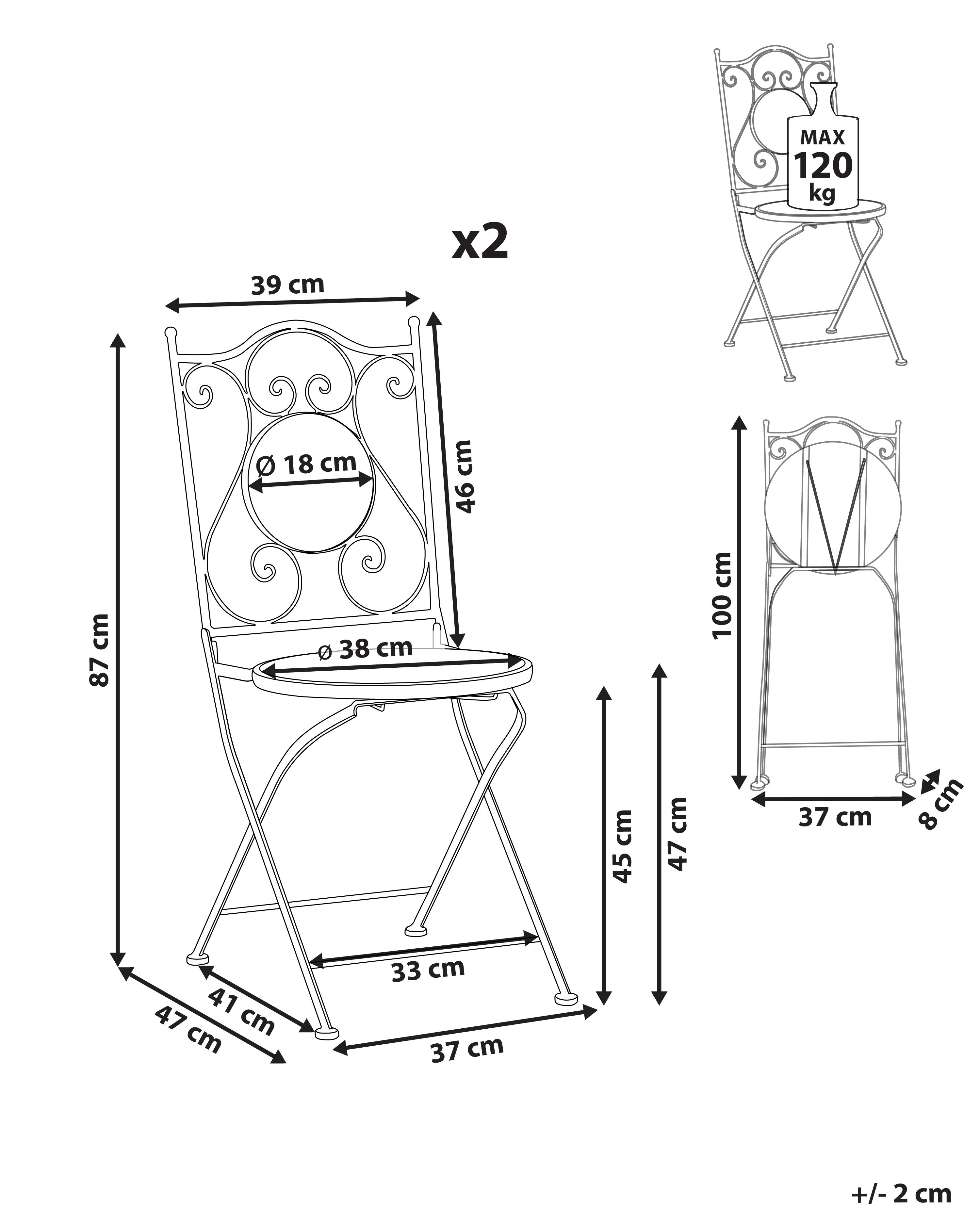 Set van 2 tuinstoelen ANAPO inklapbaar Metaal Zwart