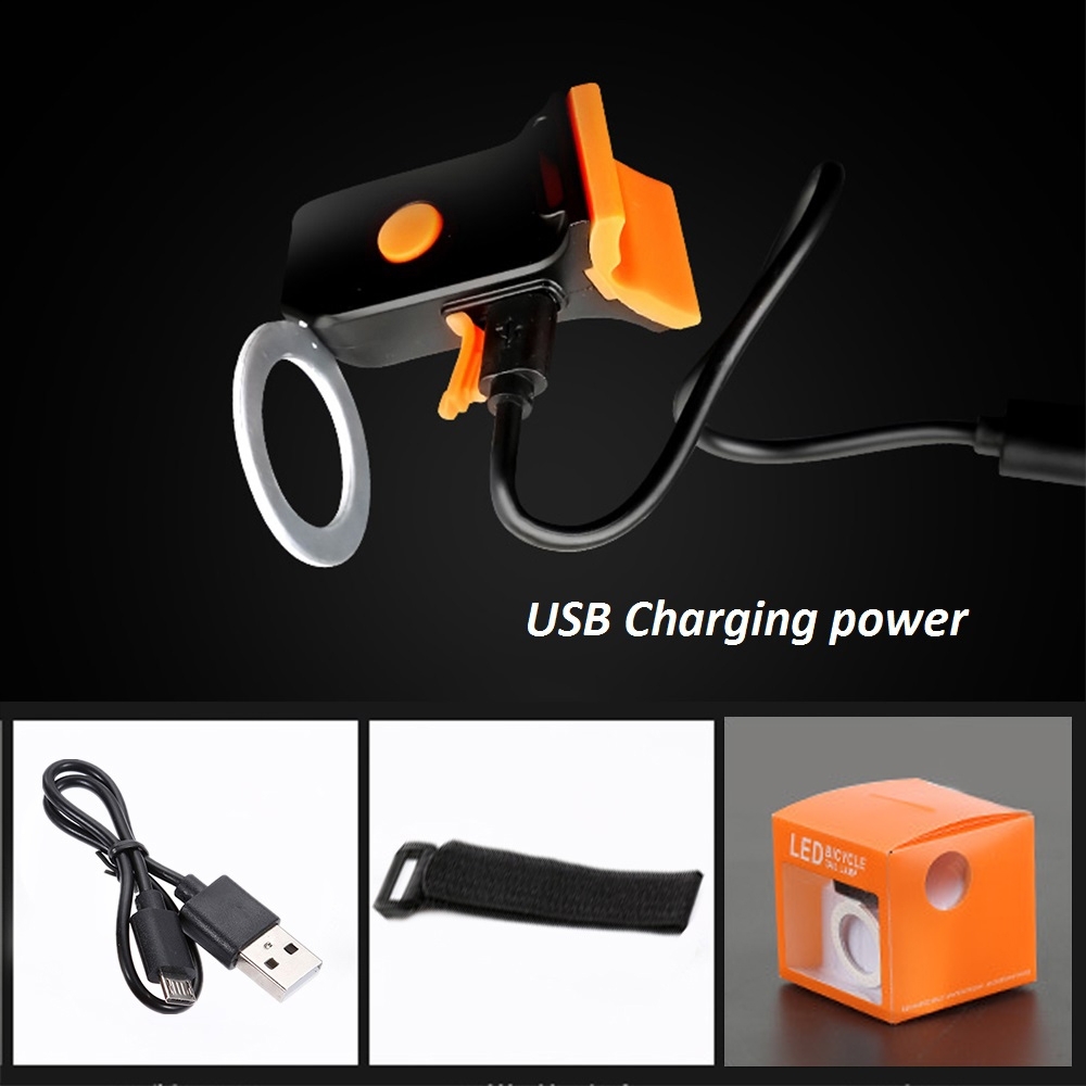 Velo Fahrrad Warnlicht USB Akku LED Ring Rücklicht Rot (Spritzwasserfest)