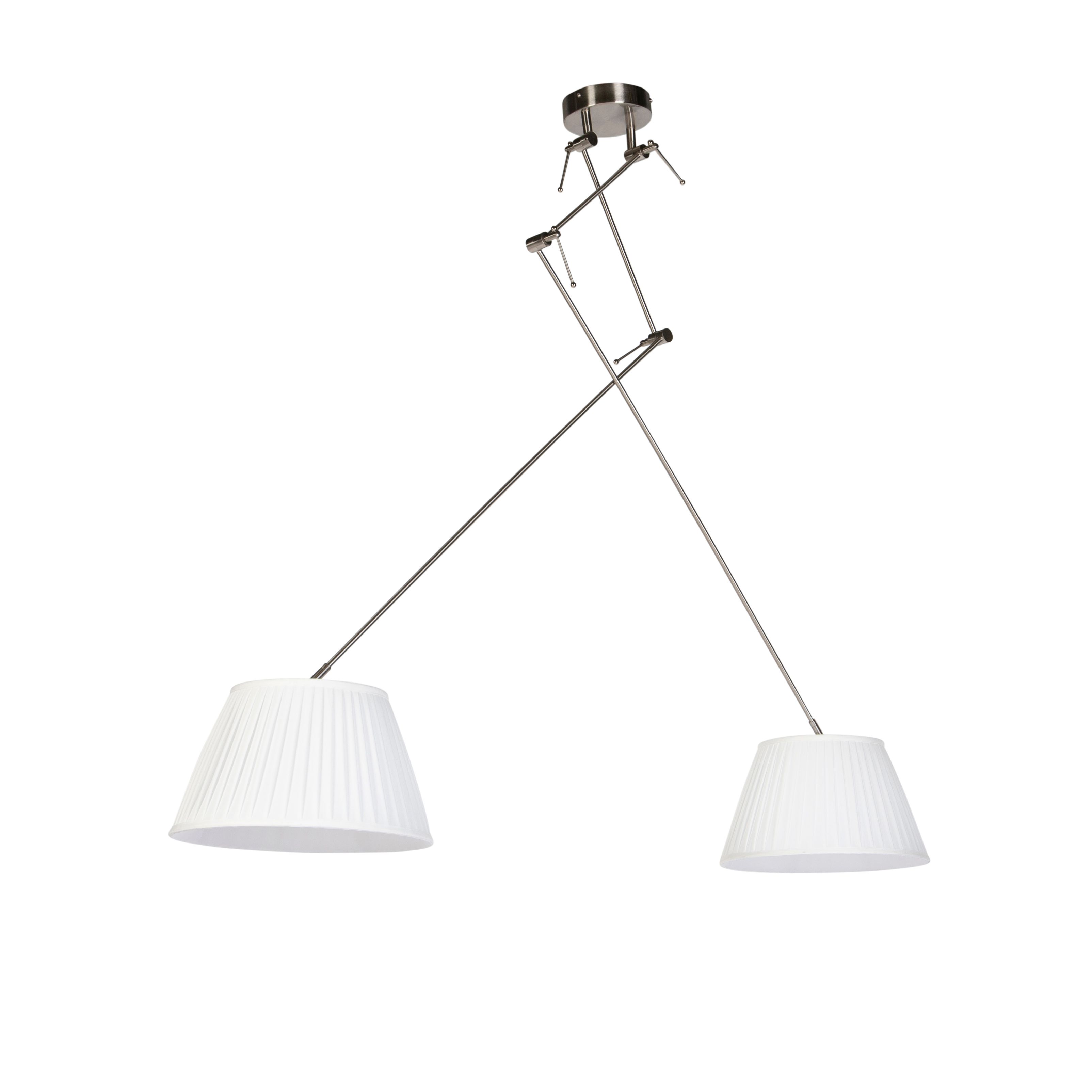 Hanglamp staal met plisse kappen crème 35 cm 2-lichts - Blitz