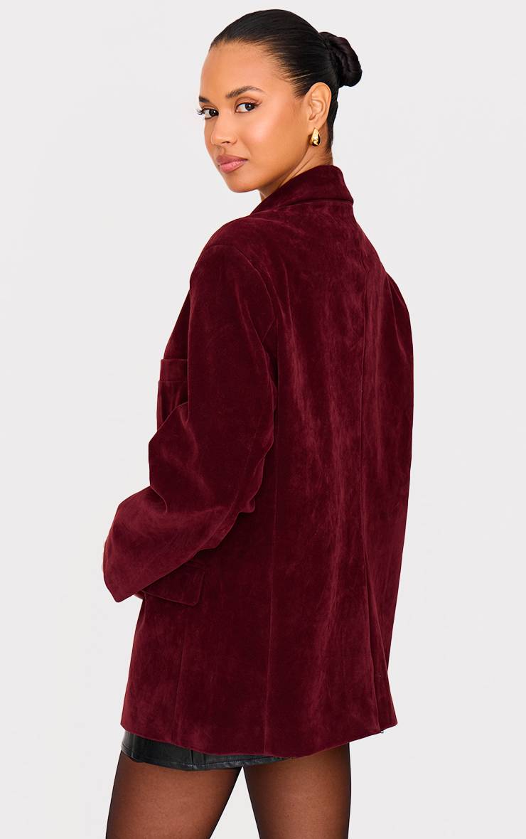 Rouge Bordeaux Blazer Long En Synthétique