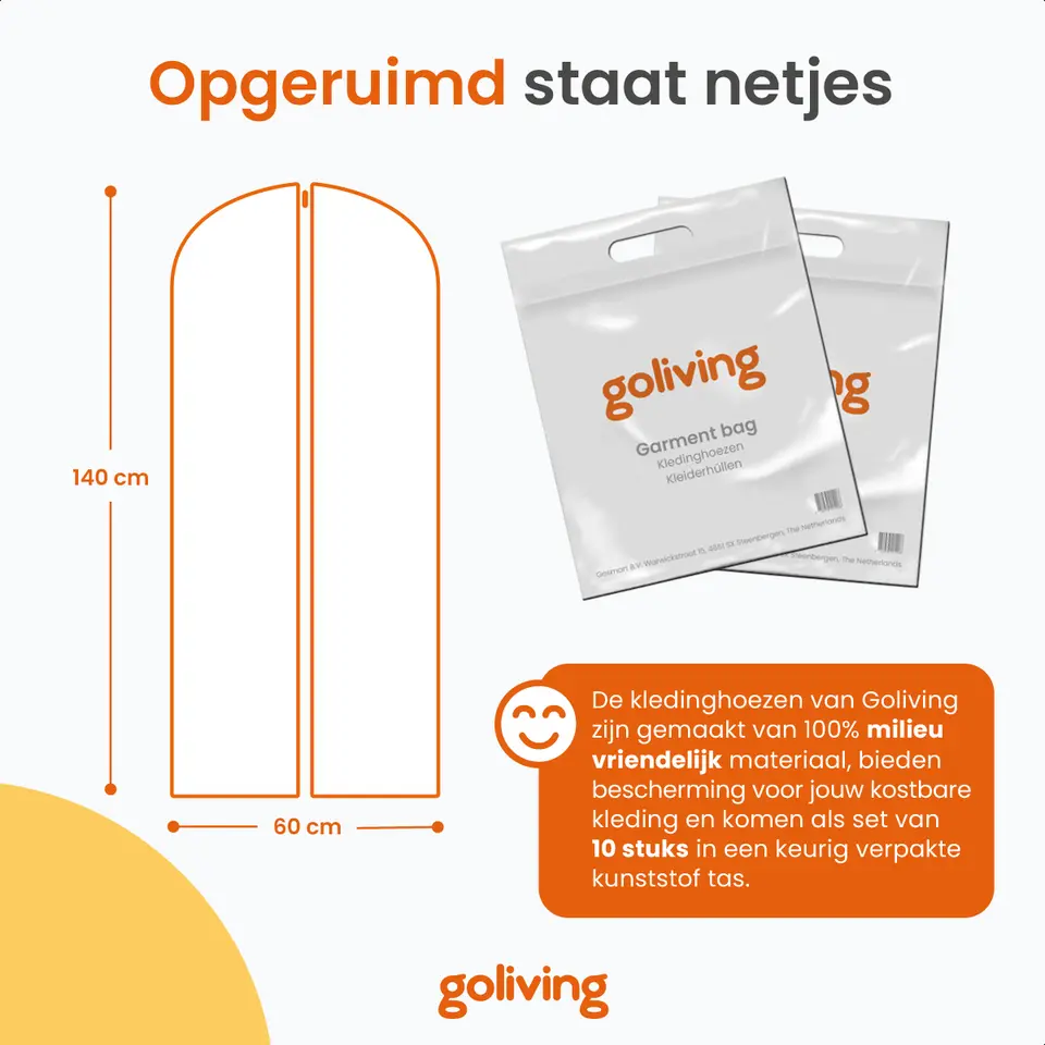Goliving Kledinghoezen - 10 stuks - Kledinghoes - Kledingzak met Rits