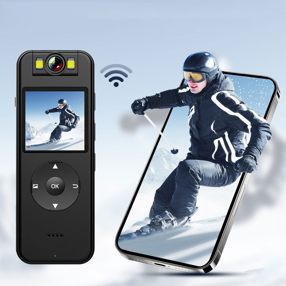 Mini 4K Outdoor Kamera mit Sprachaufzeichnung / MicroSD Slot / 180° Blickwinkel und Velo-Halterung (1400 mAh) - Schwarz