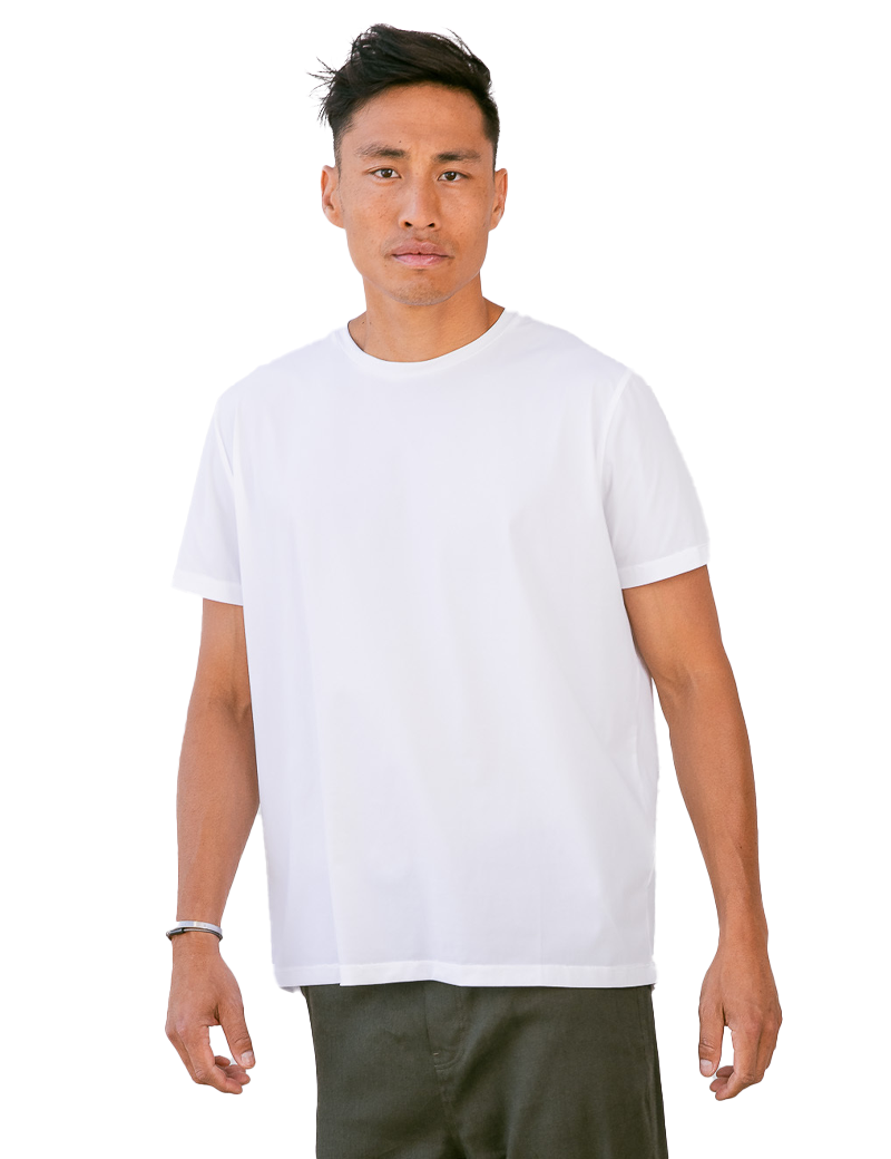 HBT T-SHIRT HOMME LEMON COL ROND BLANC
