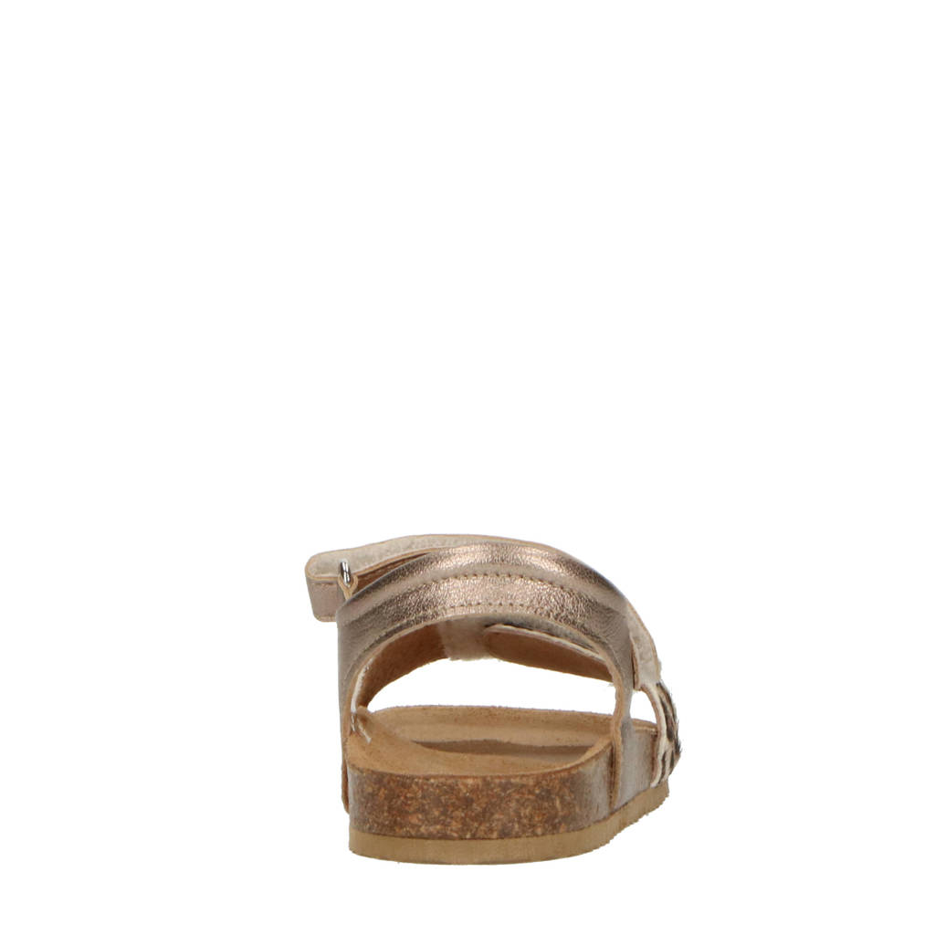 Clic! CL-Grassleren sandalen met panterprint goud
