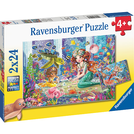 Havfrue te selskab puslespil - 2x24 brikker