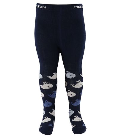 Melton Strumpfhosen - Navy m. Wale