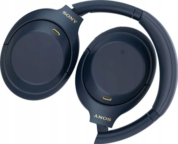 Sony WH-1000XM4 - Hovedtelefoner med mik. - fuld størrelse - Bluetooth - trådløs, kablet - NFC - aktiv støjfjerning - 3,5 mm jackstik - midnatsblå