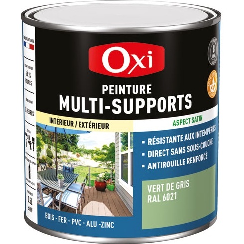 Peinture Satin Multi-supports 0.5 L Top 3+ - Vert de Gris