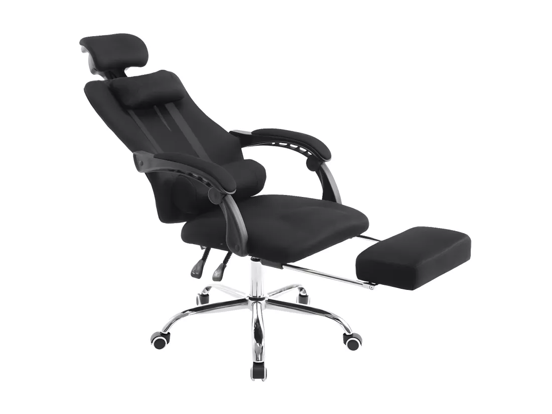 Chaise de bureau - Similicuir & Métal chromé - Noir - Fellow