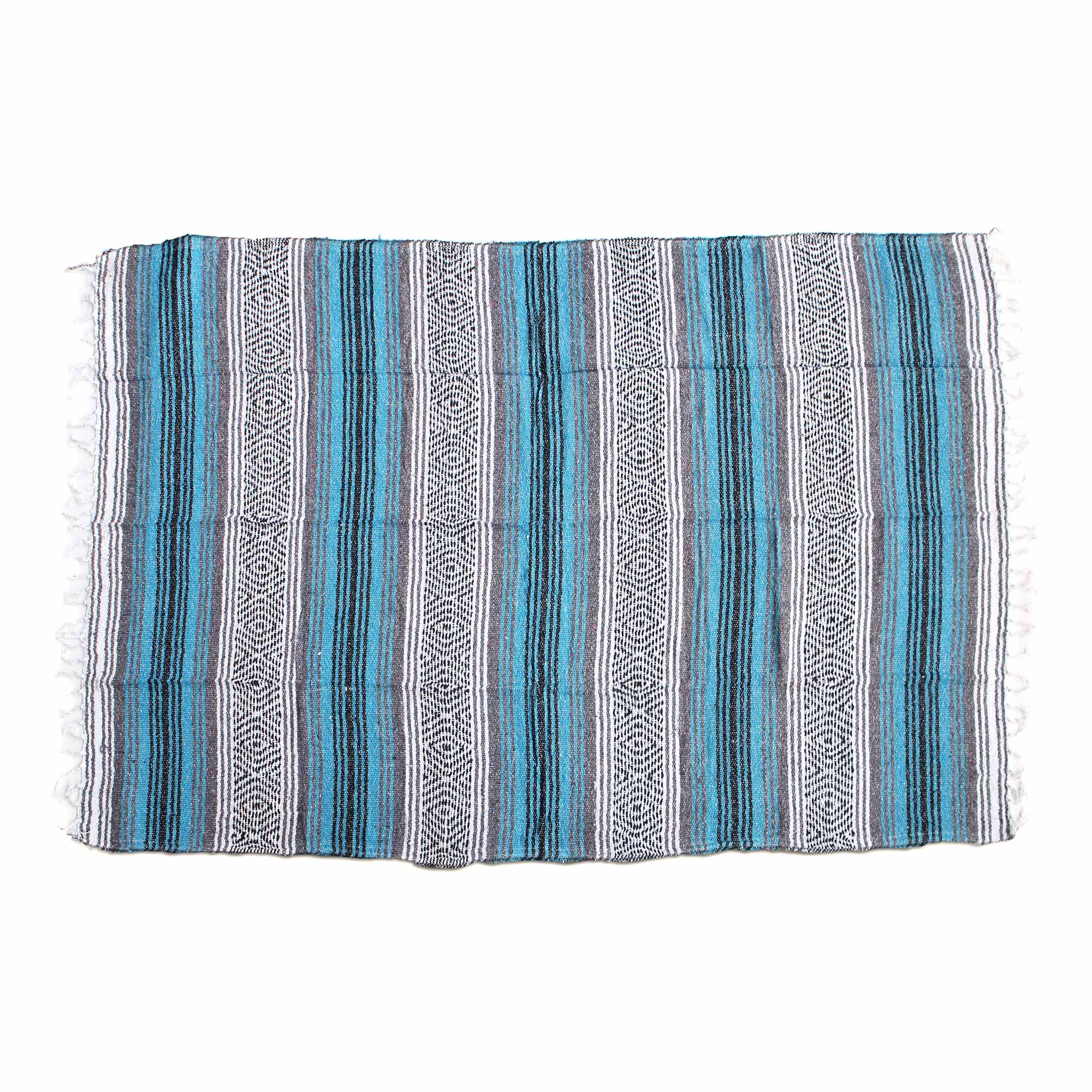 Decke gestreift blau/grau, B 175-200 cm, L 140 cm von fischer's lagerhaus