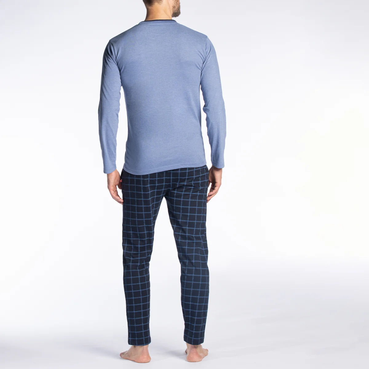 Pyjama homme COCON bleu chiné/imprimé