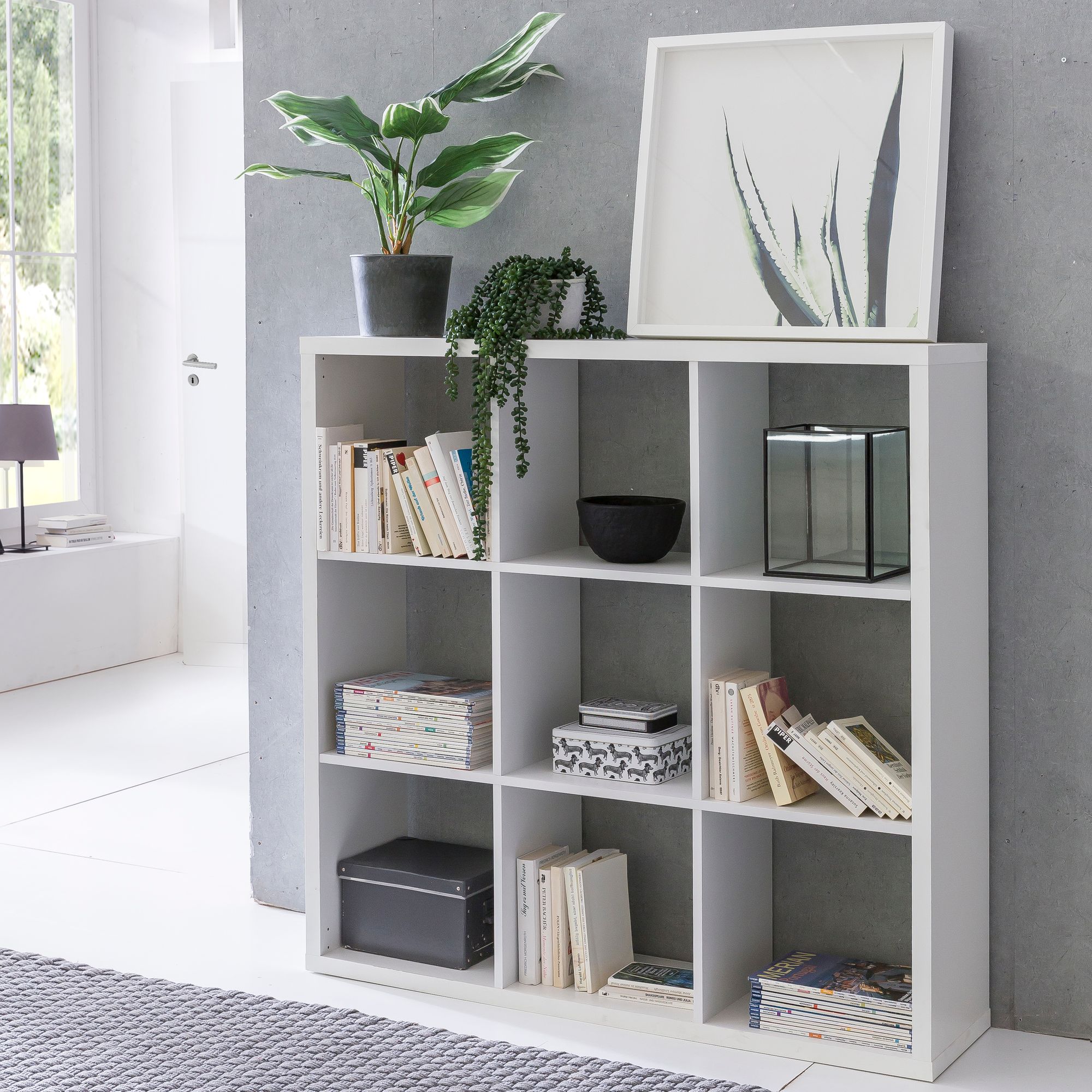KADIMA DESIGN Würfelregal in Weiß, vielseitig als Raumtrenner, 112x29x112 cm, 9 Fächer