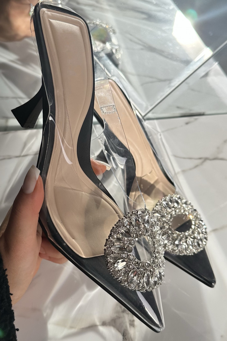 Mules noir à talons