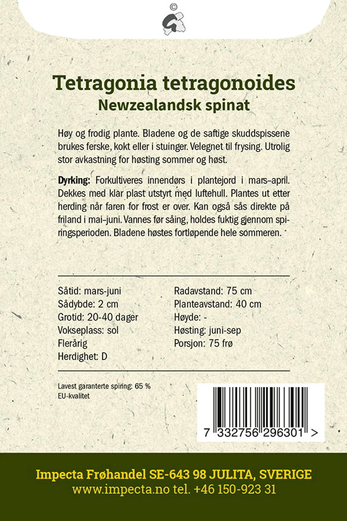Tetragonia tetragonoides Newzealandsk spinat
