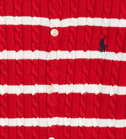Polo Ralph Lauren Cardigan - Strik - R?d/Hvidstribet