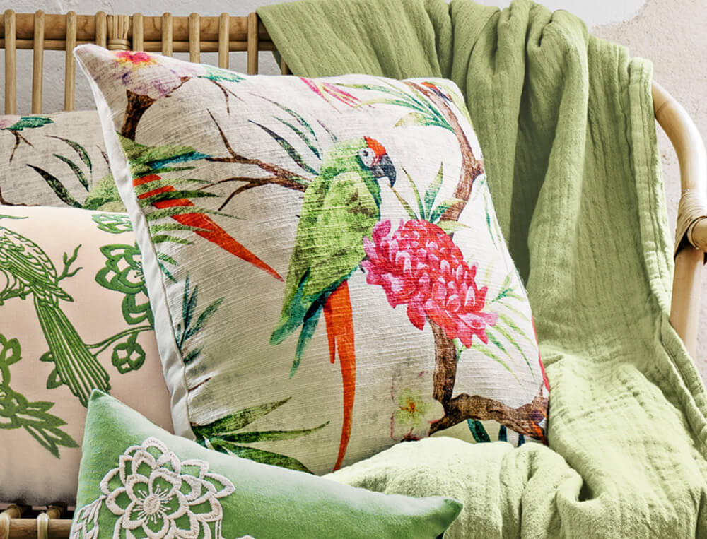 Coussin imprimé-Destination tropicale