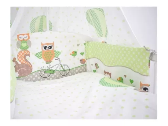 BB Berceau bebe lit bébé cododo 120 x 60 cm avec Set de lit 9 pièces hibou vert BB LOISIR