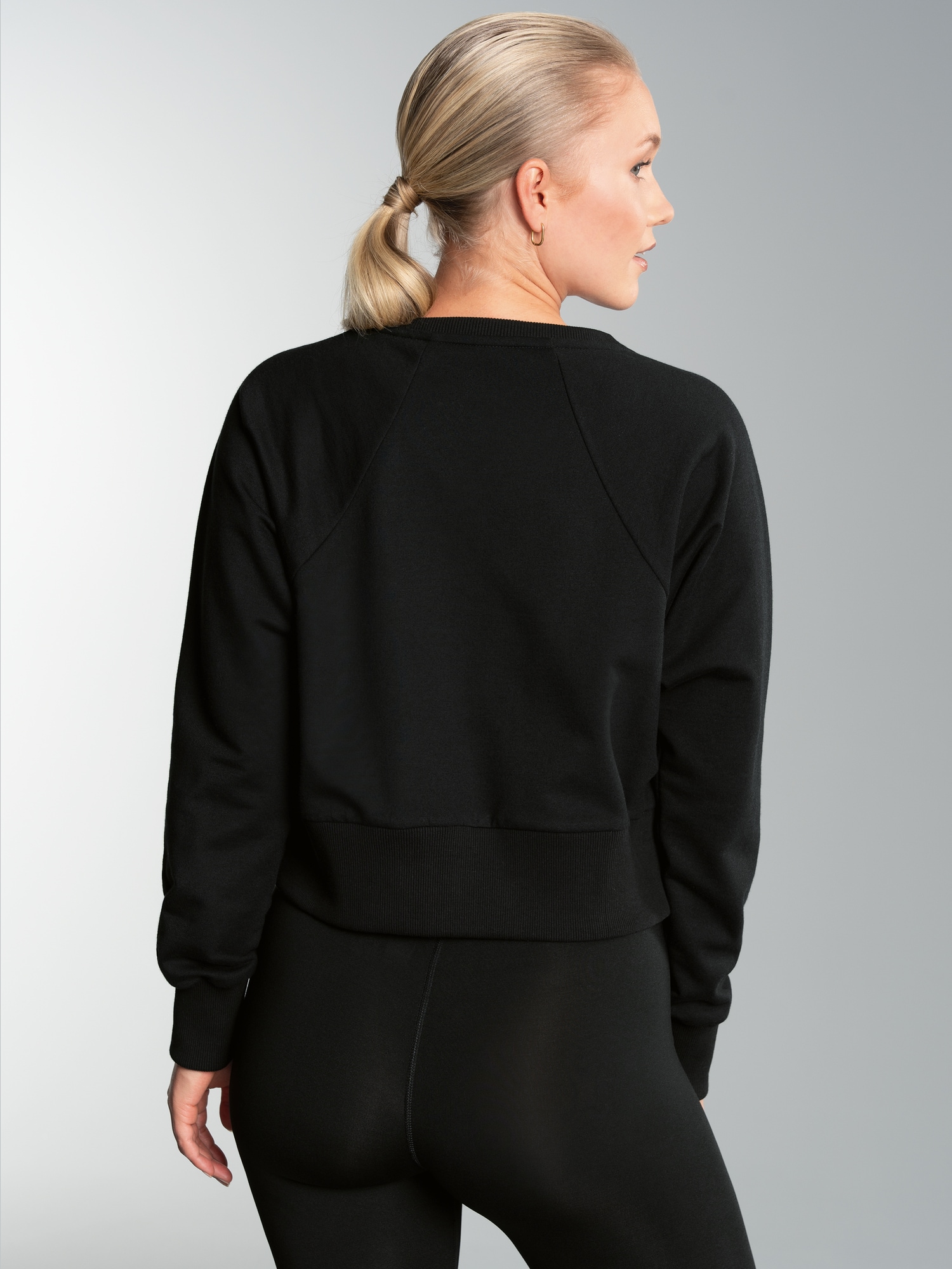 Cropped Sweatshirt in leichter Qualität Schwarz