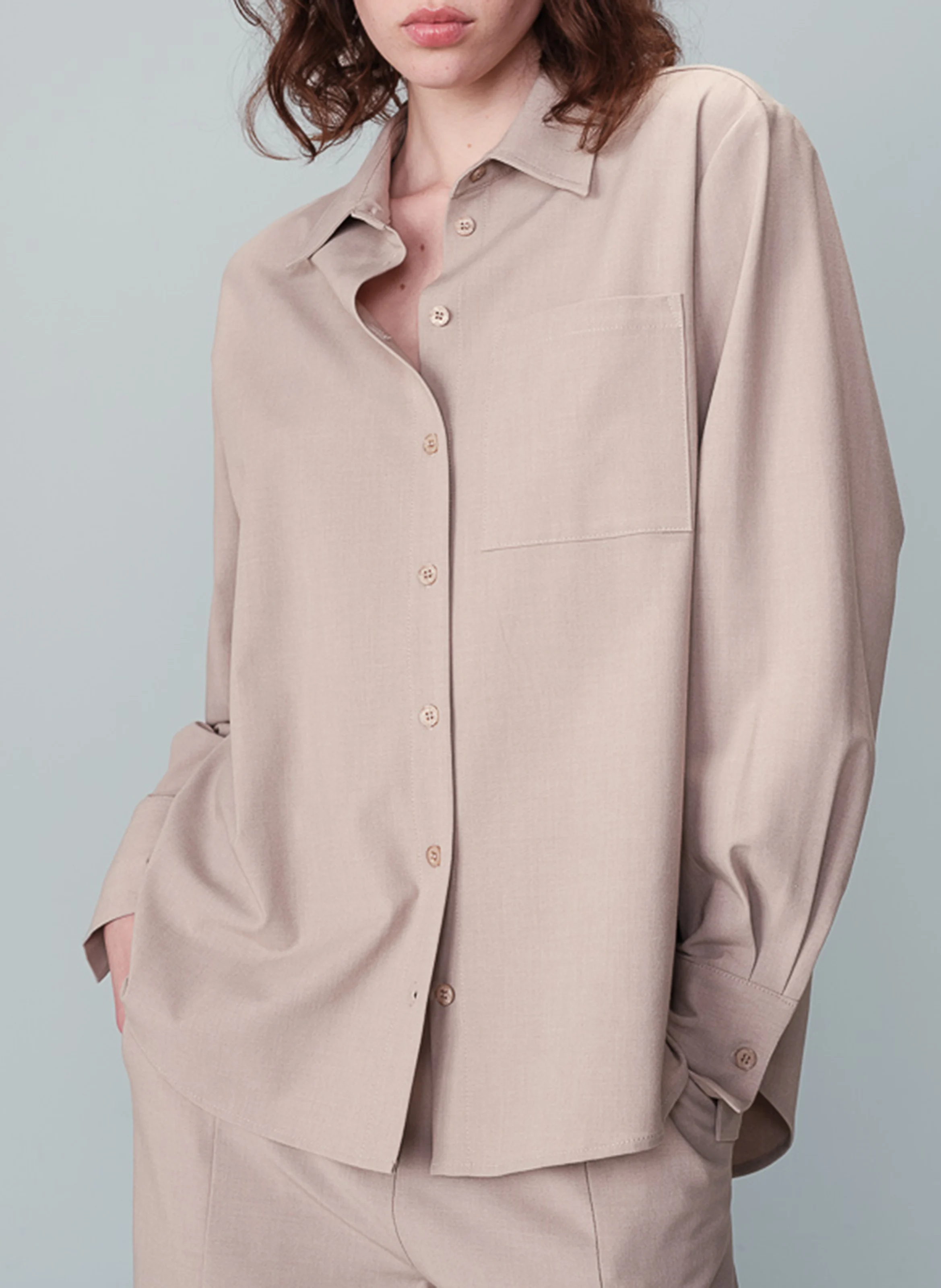 NONO - Chemise droite manches longues | Beige