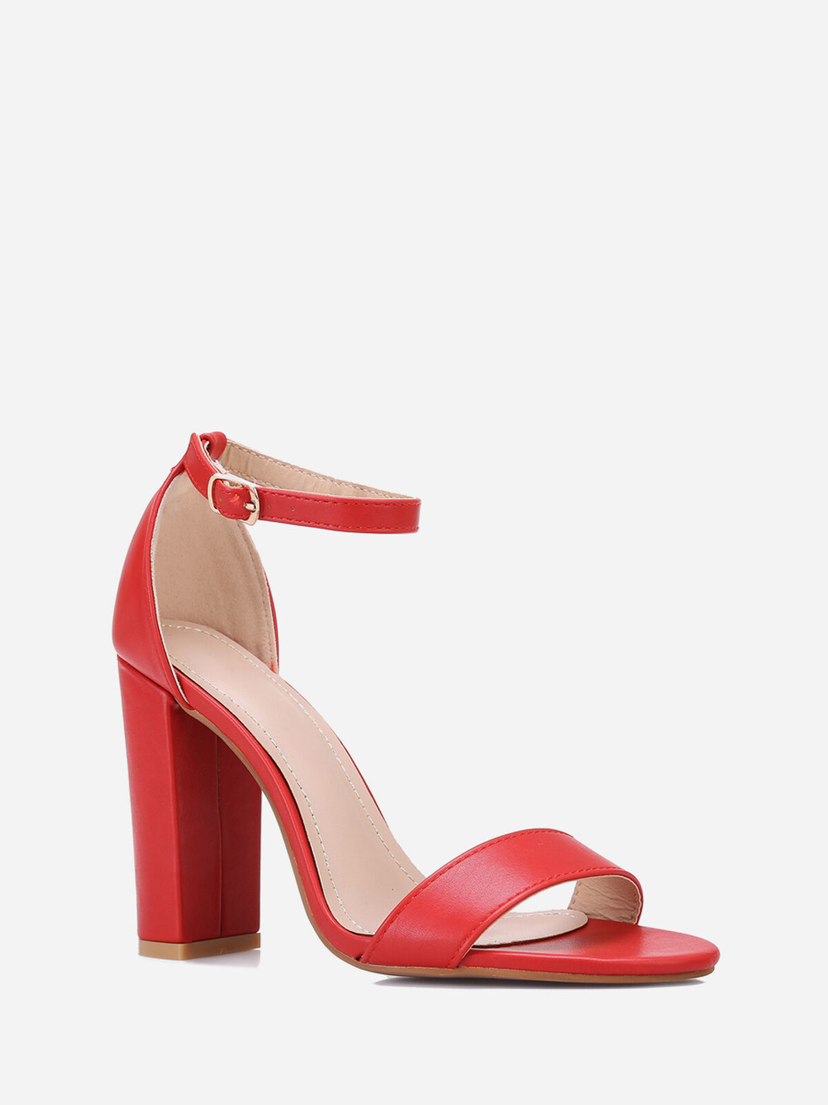Sandales à talon et double brides- Rouge