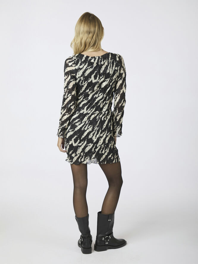 Neo Noir Luni Distressed Zebra Dress Black