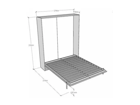Lit escamotable vertical frêne blanc et porte verte kanto 160x190