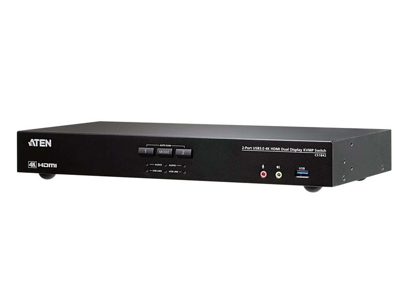 Aten KVM Switch CS1842 4K 60 Hz 2-Port USB 3.0 4K HDMI Dual Display KVMP Switch