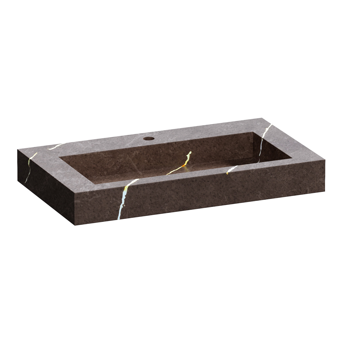 Brauer Coral wastafel marmerlook 80cm met kraangat copper brown