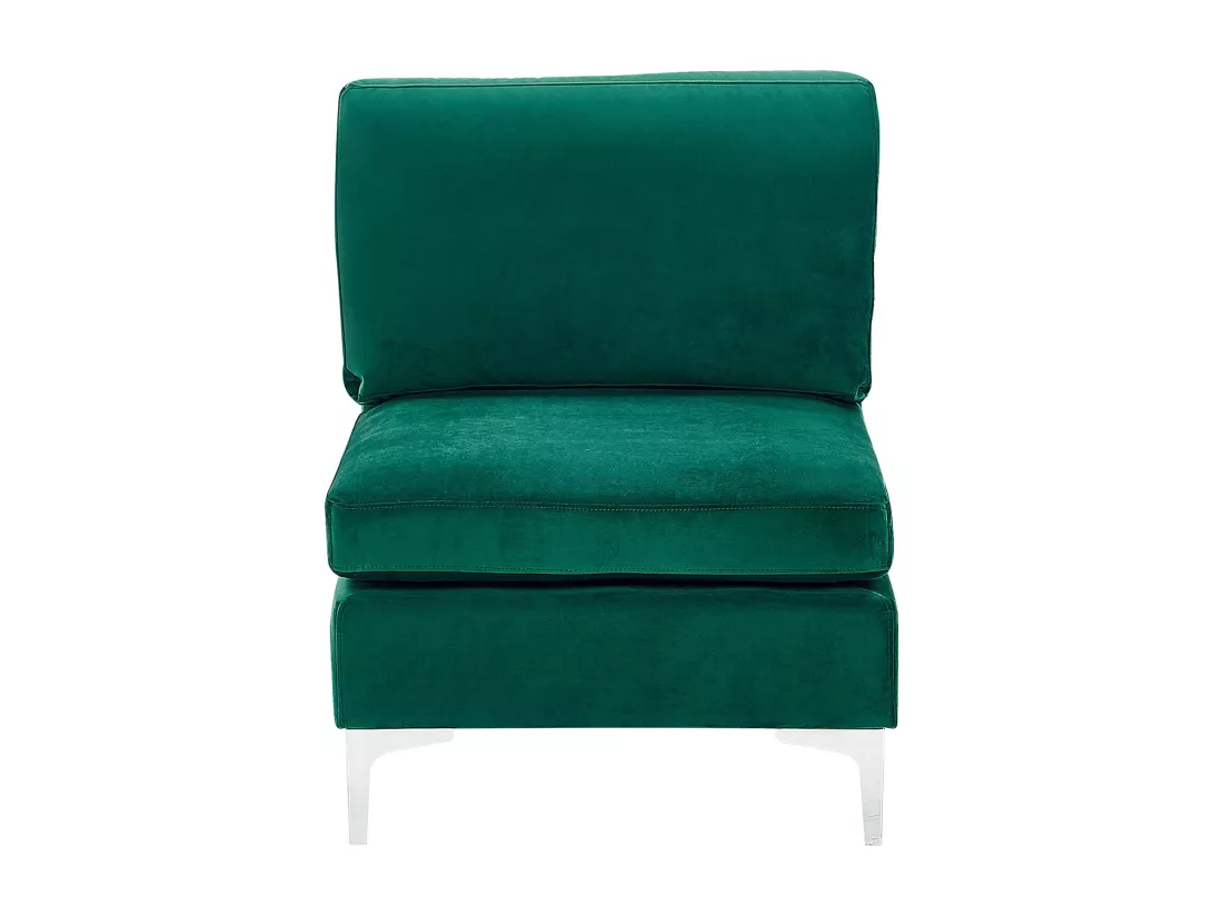 Canapé panoramique modulable en velours vert 6 places avec pouf EVJA