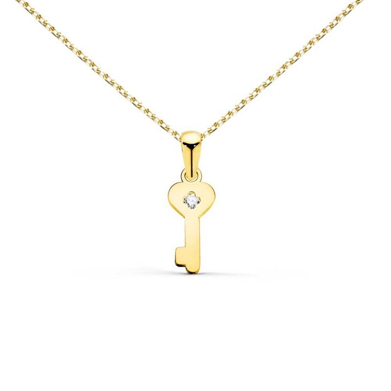 Collier - Pendentif Clé Or 18 Carats 750/000 Jaune - Chaine Dorée