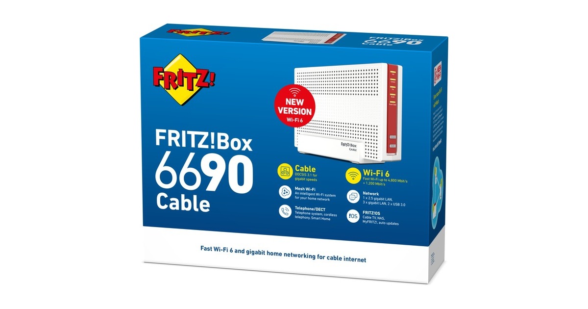 FRITZ!Box 6690 Cable International router  (Wit/rood)