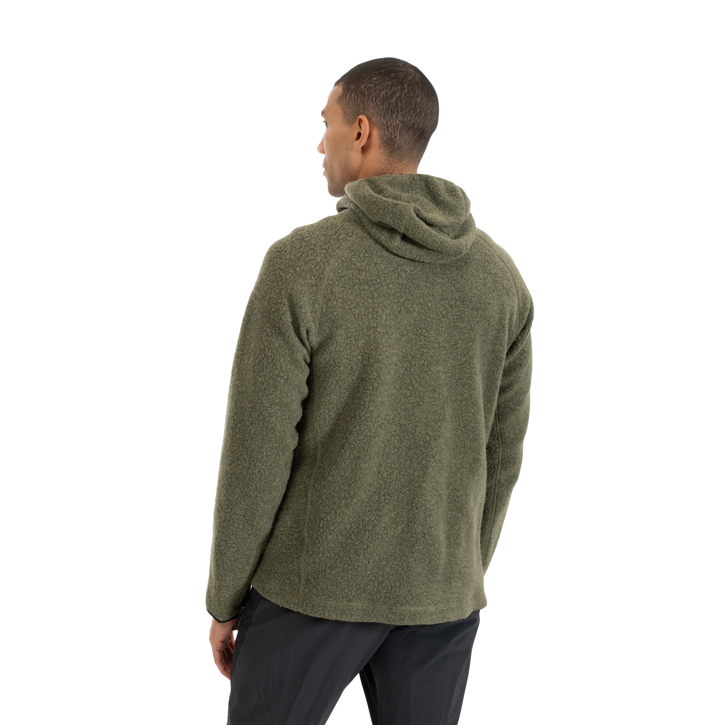 Vaagaa Merino Terry Midlayer Hoodie Men Green Mud