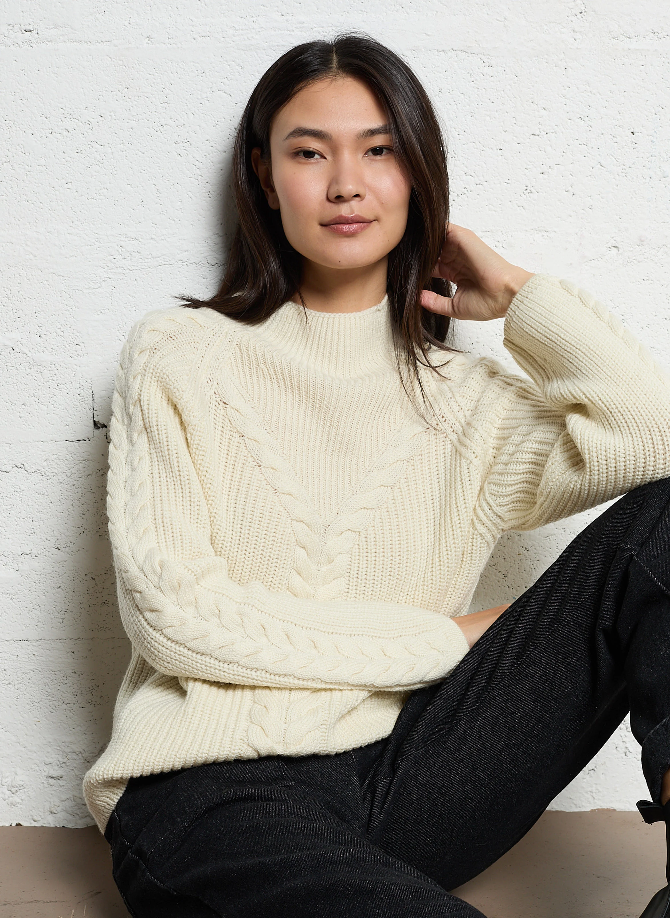 TRECY - Pull ample en laine | Beige