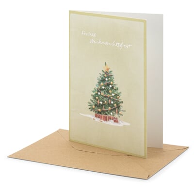 Grußkarte Recycling Papier, Geschmückter Tannenbaum
