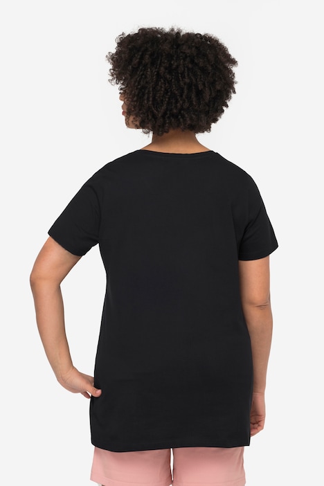 T-Shirt, Metallic-Schriftzug, Rundhals, Halbarm
