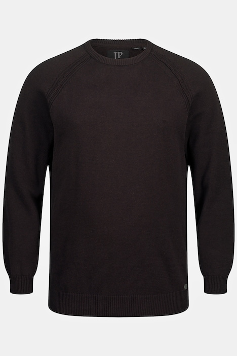 Pullover, offene Kanten, Rundhals, Raglan-Langarm