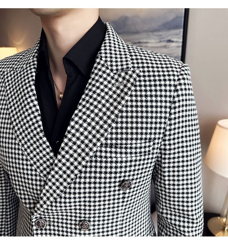 Blueforce - Set: Blazer met reverskraag en dubbele rij knopen + Pied-de-poule pantalon