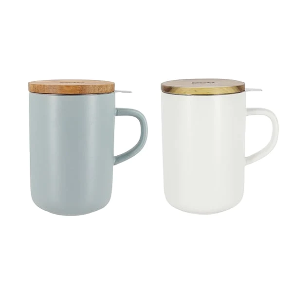 Lot de 2 tisanières mug Juliet perle et blanc Ogo