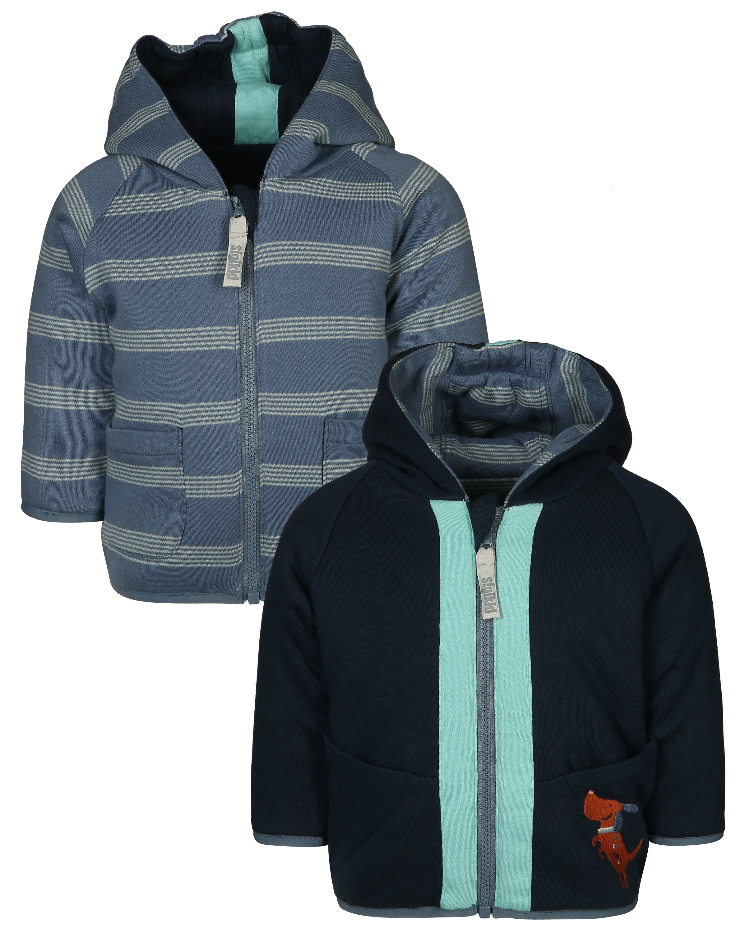 Kapuzenjacke HUND zum Wenden in blau