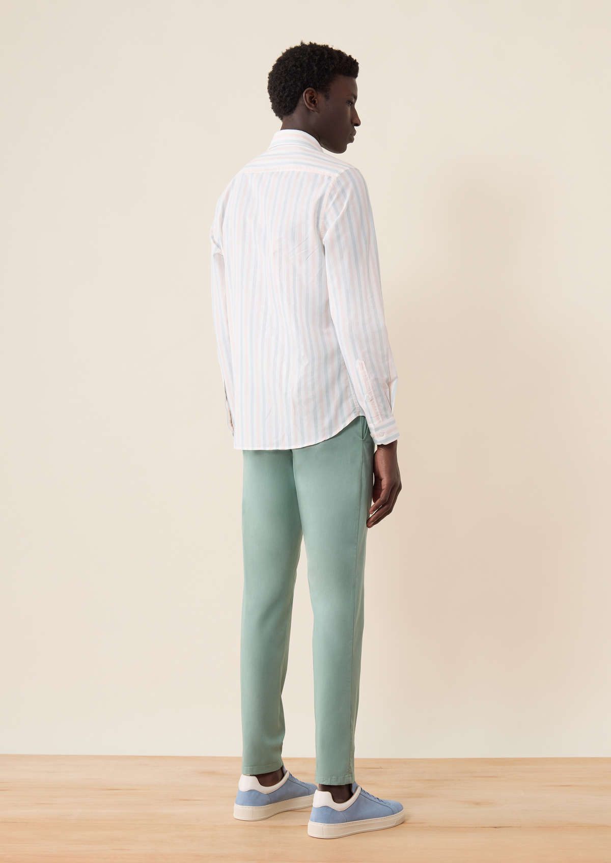 Chino slack skinny 7/8 en coton stretch uni vert