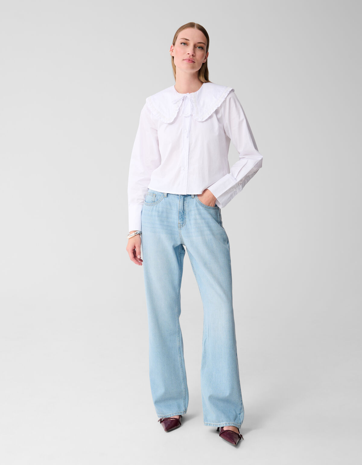 Wide Leg Fit Jeans Extra Lang Bleached